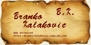 Branko Kalaković vizit kartica